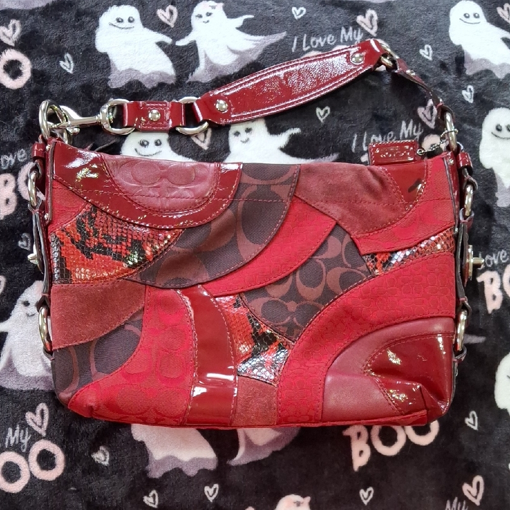 Coach Red Patchwork Clutch